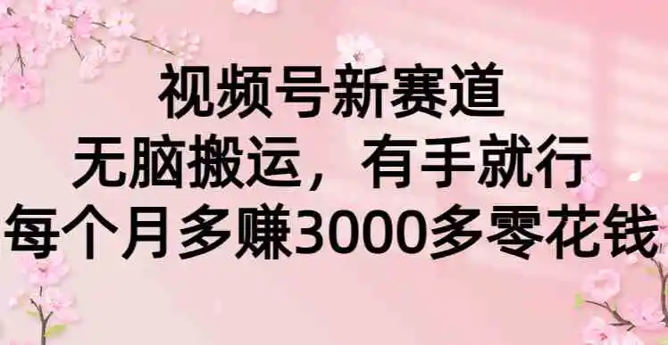 视频号新赛道，无脑搬运，有手就行，每个月多赚3000多零花钱-轻创社