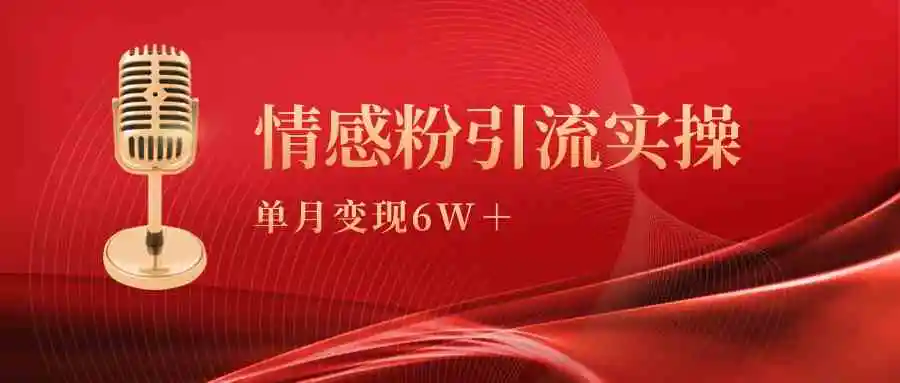 单月变现6w+，情感粉引流变现实操课-轻创社