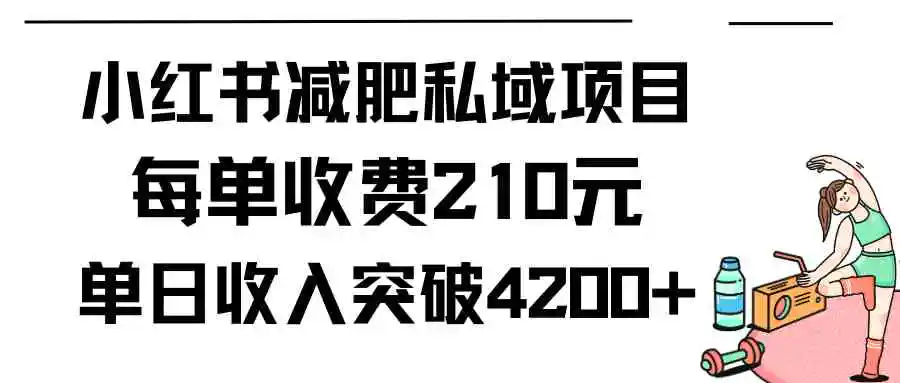 小红书减肥私域项目每单收费210元单日成交20单，最高日入4200+-轻创社