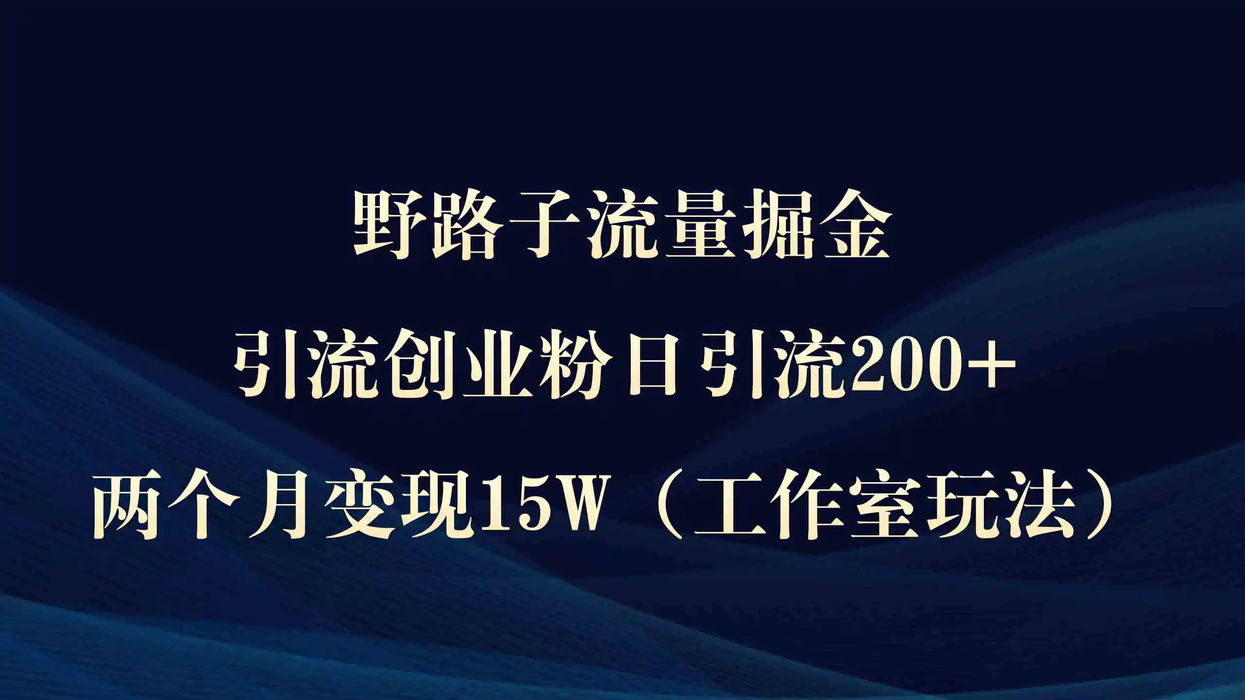 野路子流量掘金，引流创业粉日引流200+，两个月变现15W）-轻创社