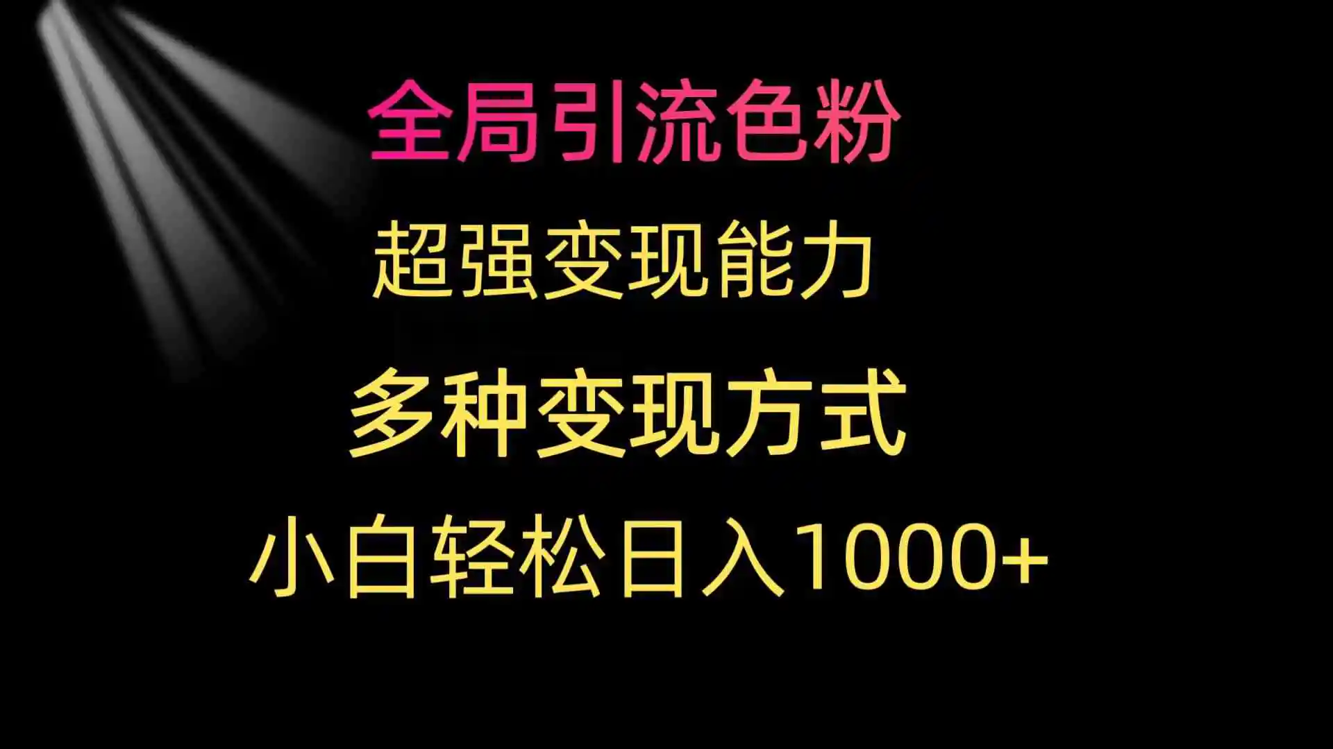 全局引流色粉 超强变现能力 多种变现方式 小白轻松日入1000+-轻创社