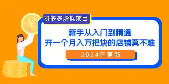 拼多多虚拟项目：入门到精通，开一个月入万把块的店铺 真不难-轻创社