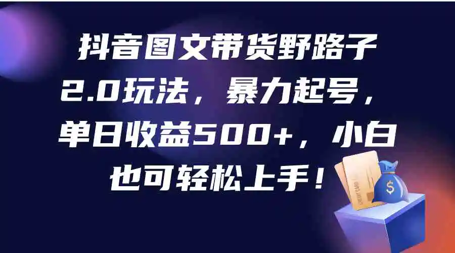 抖音图文带货野路子2.0玩法，暴力起号，单日收益500+，小白也可轻松上手！-轻创社