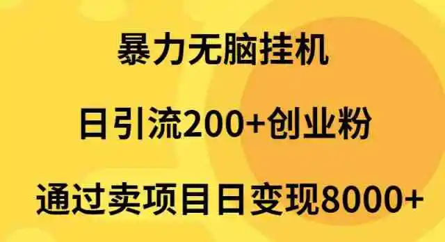 暴力无脑挂机日引流200+创业粉通过卖项目日变现2000+-轻创社