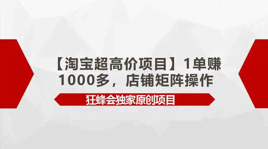 【淘宝超高价项目】1单赚1000多，店铺矩阵操作-轻创社