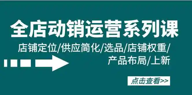 全店·动销运营系列课：店铺定位/供应简化/选品/店铺权重/产品布局/上新-轻创社
