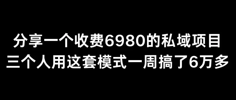 分享一个外面卖6980的私域项目三个人用这套模式一周搞了6万多【揭秘】-轻创社