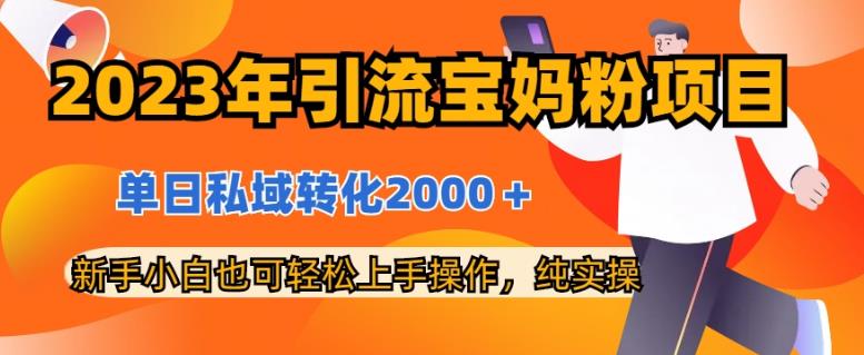 2023年引流宝妈粉项目，单日私域转化2000＋，新手小白也可轻松上手操作，纯实操-轻创社