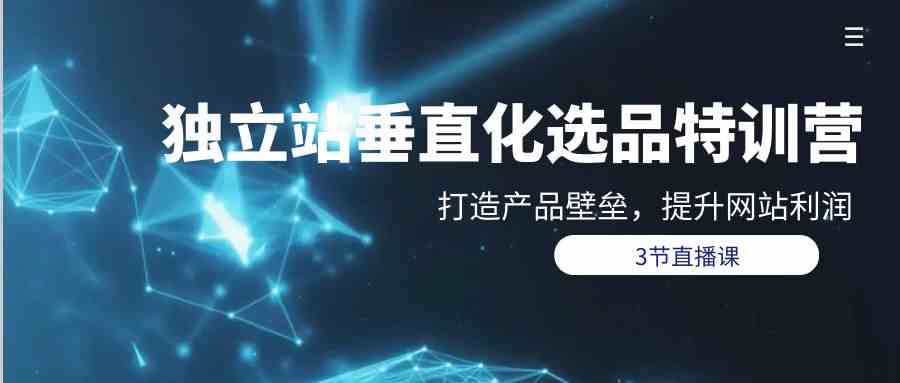 独立站-垂直化选品训练营，打造产品壁垒，提升网站利润-轻创社