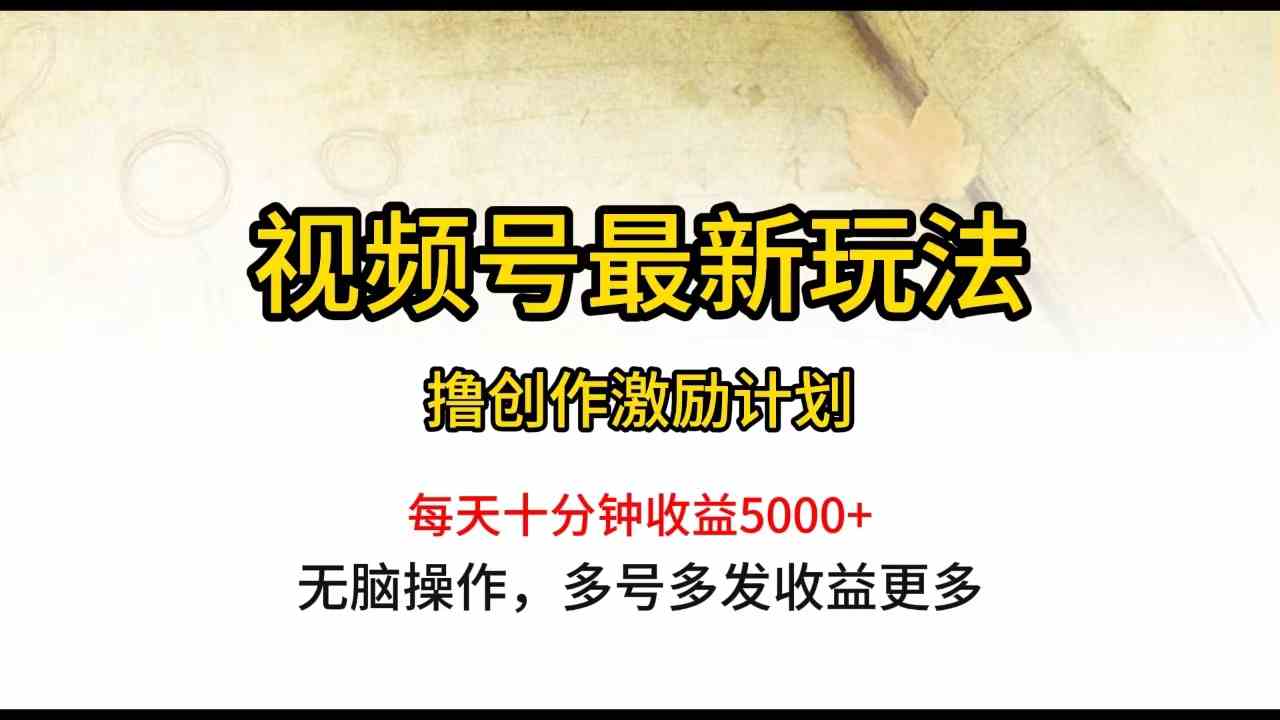 视频号最新玩法，每日一小时月入5000+-轻创社
