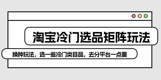 淘宝冷门选品矩阵玩法：换种玩法，选一些冷门类目品，去分平台一点羹-轻创社
