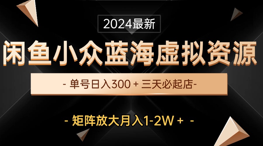 最新闲鱼小众蓝海虚拟资源，单号日入300＋，三天必起店，矩阵放大月入1-2W-轻创社