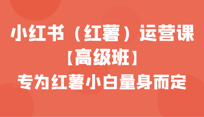 小红书（红薯）运营课【高级班】，专为红薯小白量身而定（42节课）-轻创社