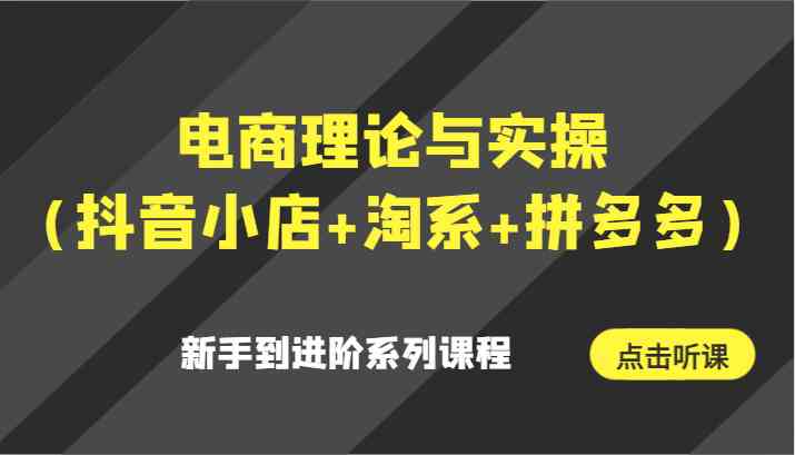 电商理论与实操（抖音小店+淘系+拼多多）新手到进阶系列课程-轻创社