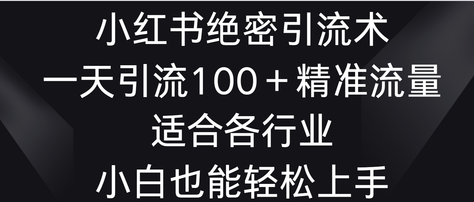 小红书绝密引流术，一天引流100＋精准流量，适合各个行业，小白也能轻松上手-轻创社