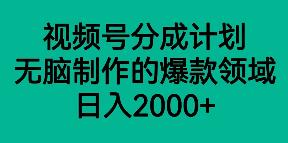 视频号分成计划，轻松无脑制作的爆款领域，日入2000+-轻创社