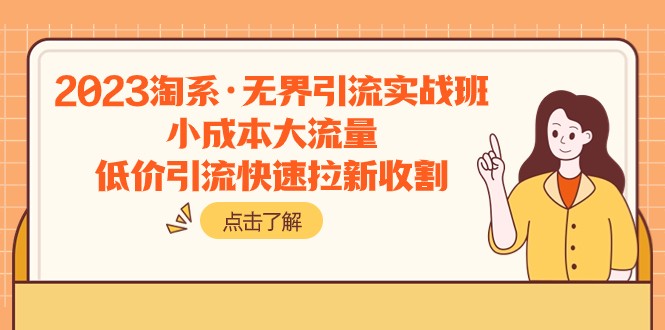 2023淘系·无界引流实战班：小成本大流量，低价引流快速拉新收割-轻创社