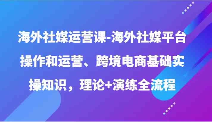 海外社媒运营课-海外社媒平台操作和运营、跨境电商基础实操知识，理论+演练全流程-轻创社