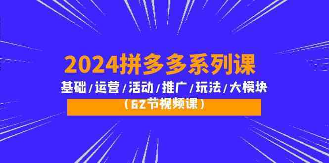 2024拼多多系列课：基础/运营/活动/推广/玩法/大模块（62节视频课）-轻创社
