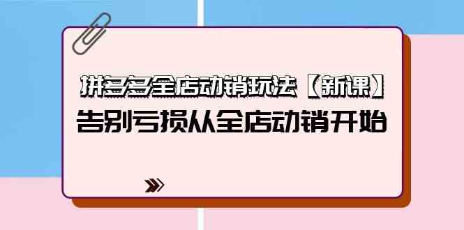 拼多多全店动销玩法【新课】，告别亏损从全店动销开始（4节视频课）-轻创社