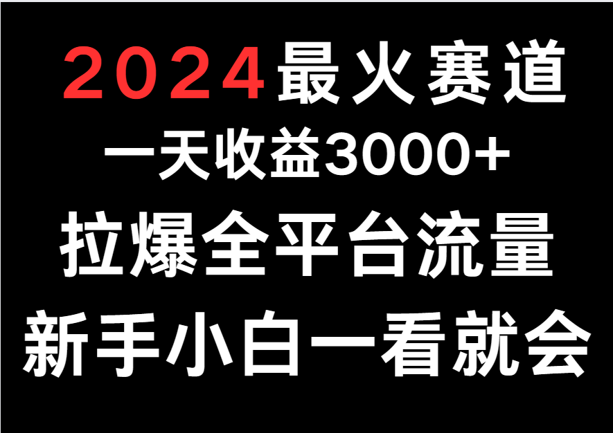 2024最火赛道，一天收一3000+.拉爆全平台流量，新手小白一看就会-轻创社