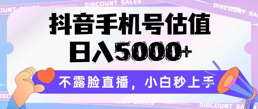 抖音手机号公司估值，日入5000 ，不露脸直播，新手秒入门-轻创社