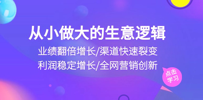 自小做大生意逻辑性：销售业绩翻倍增长/方式迅速裂变式/盈利持续增长/全网推广自主创新-轻创社