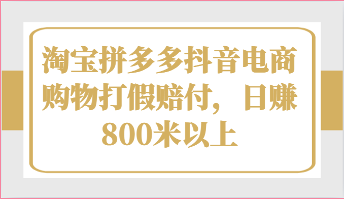 淘宝拼多多抖音电商购物打假赔付，日赚800米以上-轻创社
