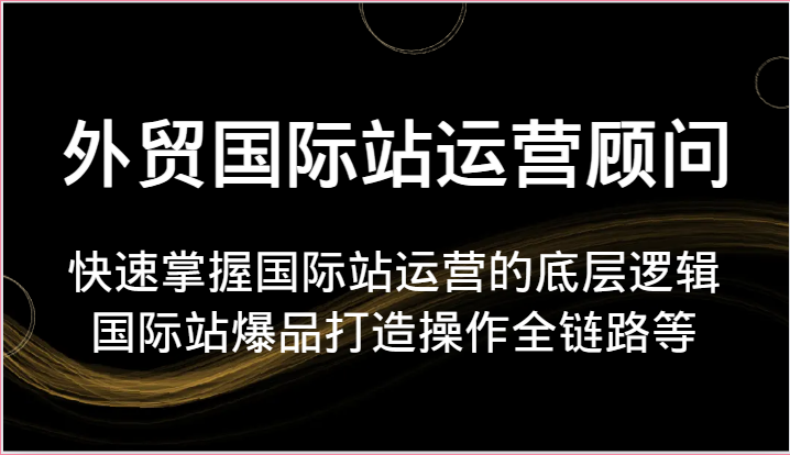 外贸国际站运营顾问-快速掌握国际站运营的底层逻辑，国际站爆品打造操作全链路等-轻创社