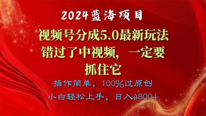 2024蓝海项目，微信视频号分为方案5.0全新游戏玩法，错过中视频，一定要抓住…-轻创社