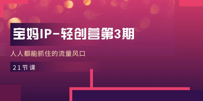 宝妈IP轻创营第3期，人人都能抓住的流量风口（21节课）-轻创社