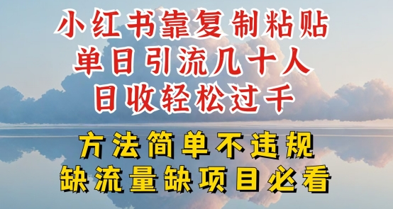 小红书靠复制粘贴单日引流几十人目收轻松过千，方法简单不违规【揭秘】-轻创社