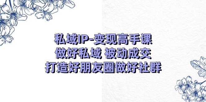 私域IP-变现高手课：做好私域 被动成交，打造好朋友圈做好社群（18节）-轻创社