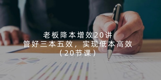 老板 降本增效20讲，管好 三本五效，实现低本高效（20节课）-轻创社