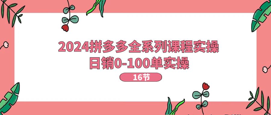 2024拼多多平台全主题课程实际操作，日销0-100单实际操作【16堂课】-轻创社