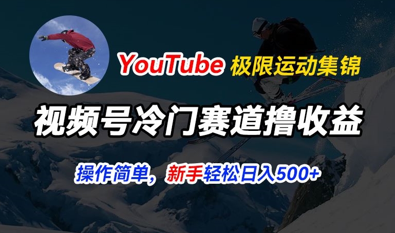 微信视频号小众跑道撸盈利，YouTube运送滑雪运动合集，暴力行为养号，使用方便总流量高，轻轻松松日入5张【揭密】-轻创社