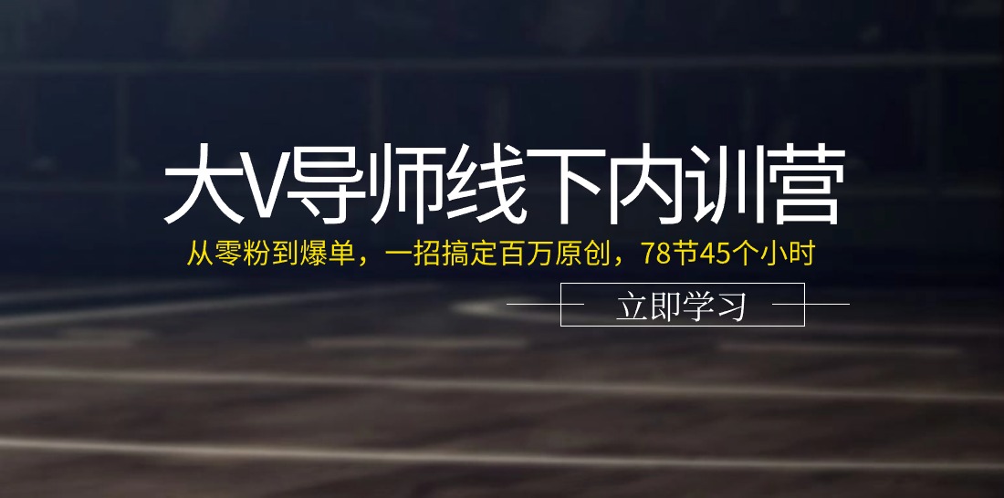 大V老师线下推广内部培训营：从零粉到打造爆款，一招解决上百万原创设计（78节45小时）-轻创社