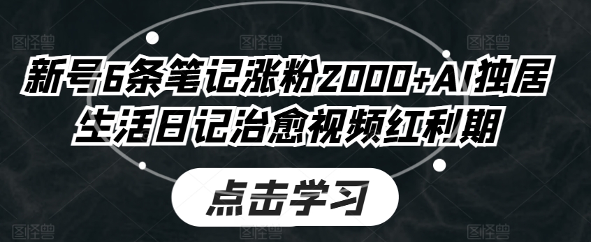小号6条手记增粉2000 AI独自生活日记痊愈短视频风口期-中创网_分享中赚网创业资讯_最新网络项目资源-轻创社