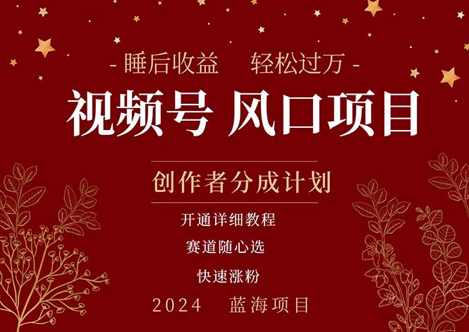 拥有睡眠收益的微信视频号大风口项目，轻松月入过万+，多赛道选择，可…-中创网_分享中创网创业资讯_最新网络项目资源-轻创社