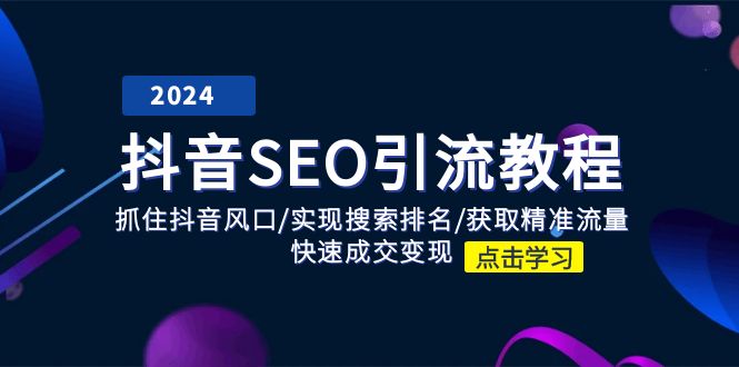 抖音 SEO引流教程：抓住抖音风口/实现搜索排名/获取精准流量/快速成交变现-轻创社
