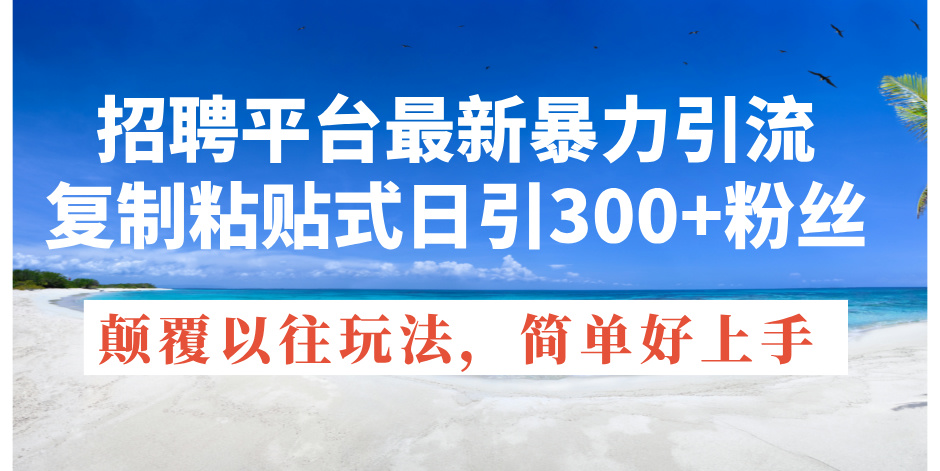 招聘网站全新暴力行为引流方法，拷贝式日引300 粉丝们，刷新过去废弃物游戏玩法，简…-轻创社