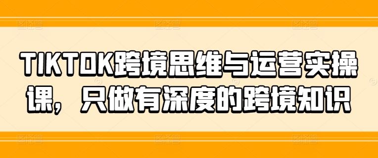 TIKTOK跨境思维与运营实操课，只做有深度的跨境知识-轻创社