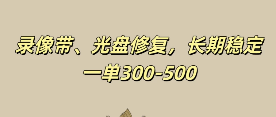 录像带、光盘修复项目，非常稳定适合长期做，一单300-500+-轻创社