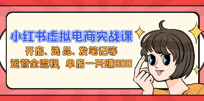 小红书虚拟电商实战课：开店、选品、发笔记等运营全流程，单店一天赚800-轻创社