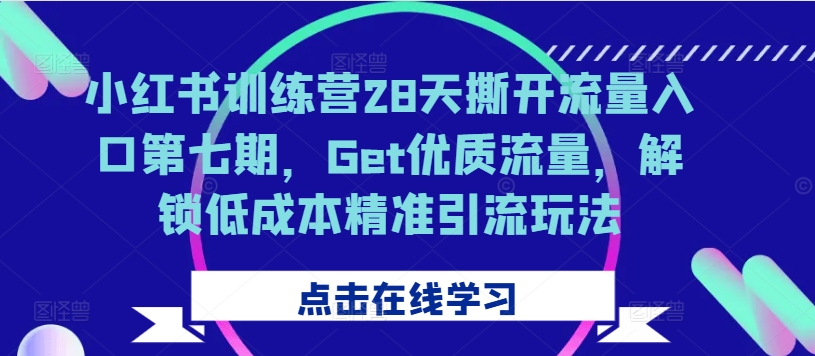 小红书的夏令营28天撕掉流量来源第七期，Get高品质总流量，开启降低成本精准引流方法游戏玩法-轻创社