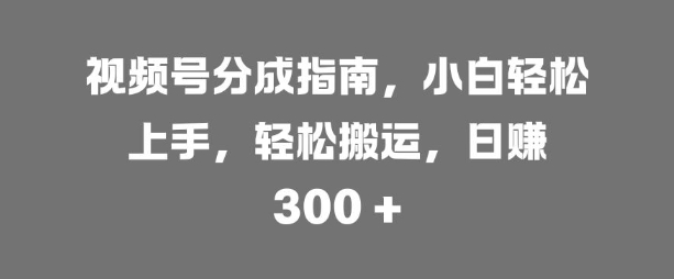 微信视频号分为手册，新手快速上手，轻轻松松运送，日入3张-轻创社