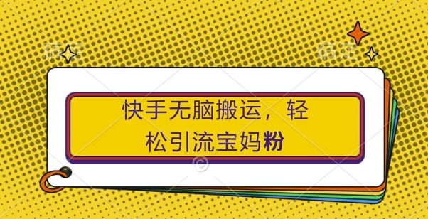 快手无脑搬运，轻松引流宝妈粉，纯小白轻松上手【揭秘】-轻创社