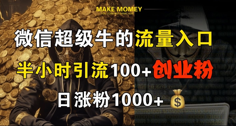 微信超级牛的流量入口，半小时引流100+创业粉，日涨粉1000+-轻创社