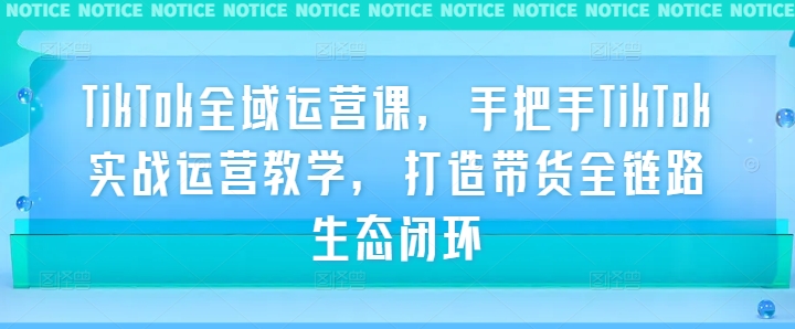 TikTok全域运营课，手把手TikTok实战运营教学，打造带货全链路生态闭环-轻创社
