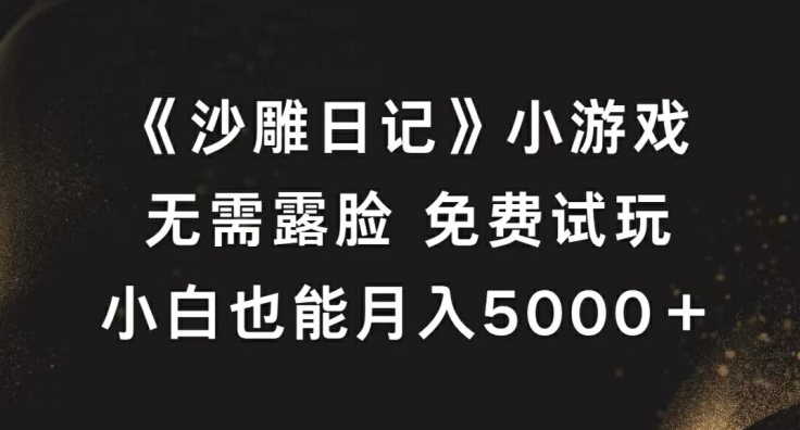 《沙雕日记》小游戏，无需露脸免费试玩，小白也能月入5000+【揭秘】-轻创社